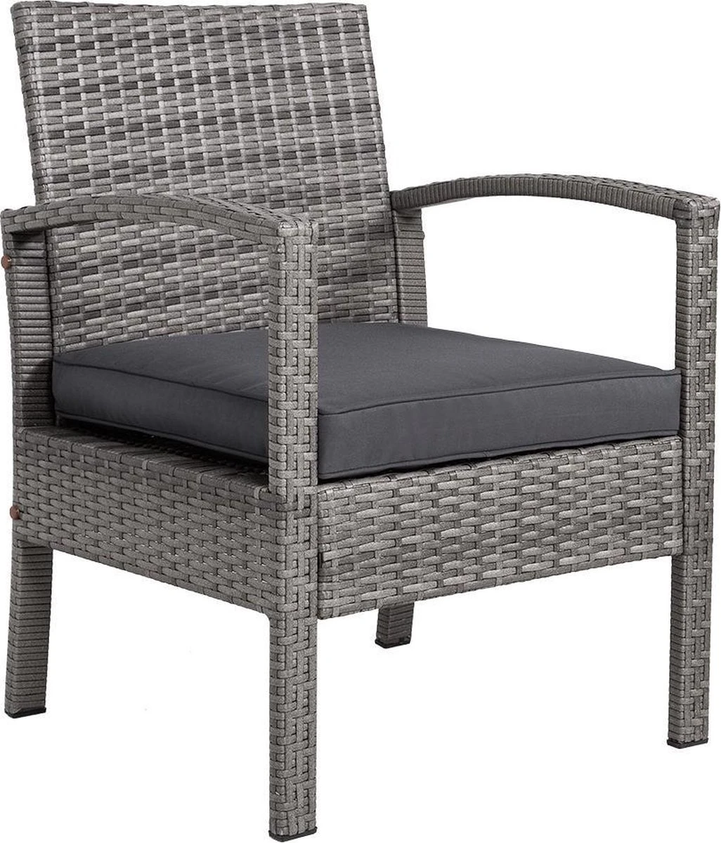 Casaria Polyrattan Loungeset – 2 Stoelen 1 Bank 1 Tafel - Antraciet - Afbeelding 2