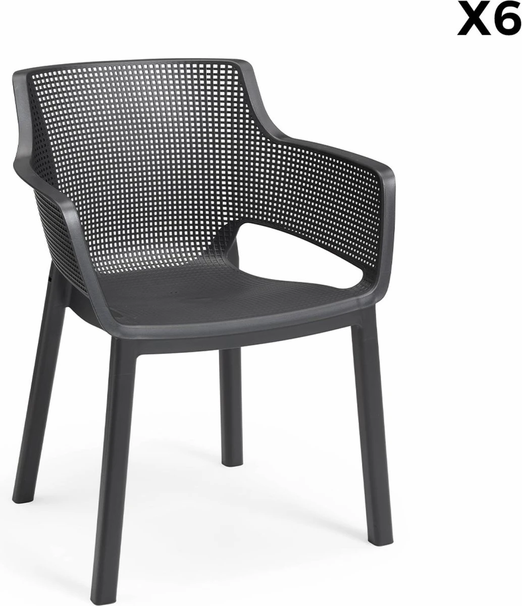 Alice's Garden Tuinset Julie/Elisa - 147x90x74cm - 6 Stoelen - Kunsthars - Grafietkleur - Afbeelding 2