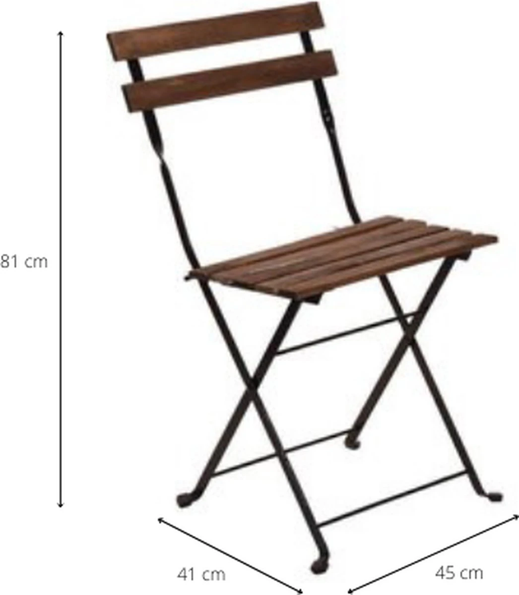 Wooners® Bistroset - Tuintafel Met Twee Stoelen - Metaal En Hout - Zwart - Afbeelding 4