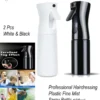 Merkloos Sibel Extreme Mist Verstuiver 160ml Zwart En Wit| Professional Hairdressing Plastic Fine Mist Spray Bottle - 2 Stucks