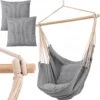RENALUX Hangstoel Buiten En Binnen - Hangstoel Voor Binnen - Hangstoel Zonder Standaard - Hangstoel Cocoon - Gratis 2 Zachte Kussens - 150 KG - Grijs
