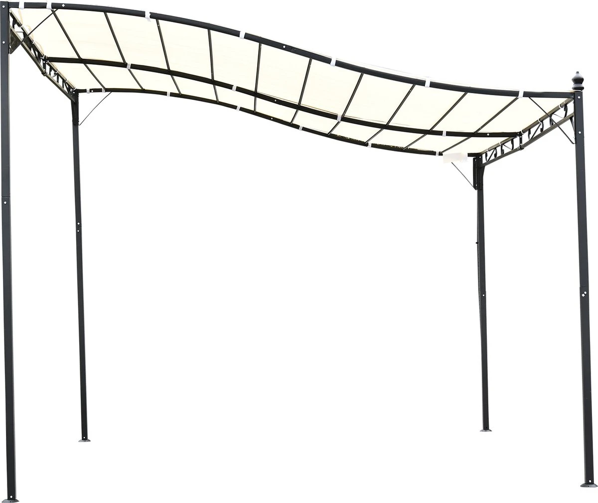 Outsunny Pergola Partytent Paviljoen Overkapping Tent Metaal Crème 297x297 Cm 84C-038 - Afbeelding 2