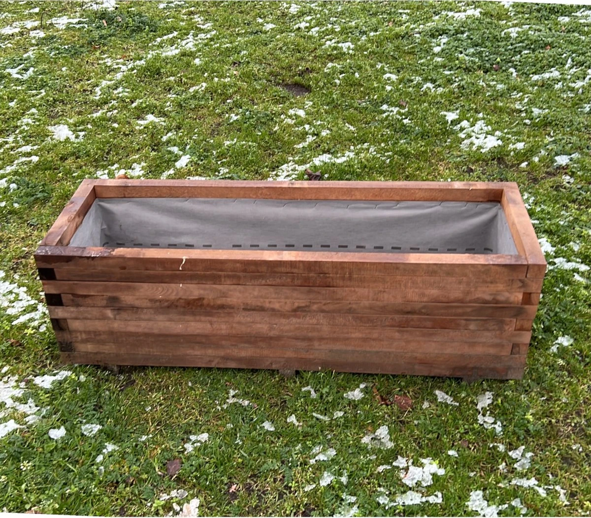 AMISHOUT - Plantenbak Van Balkjes 120x40x40 Cm - Bruin - Afbeelding 2