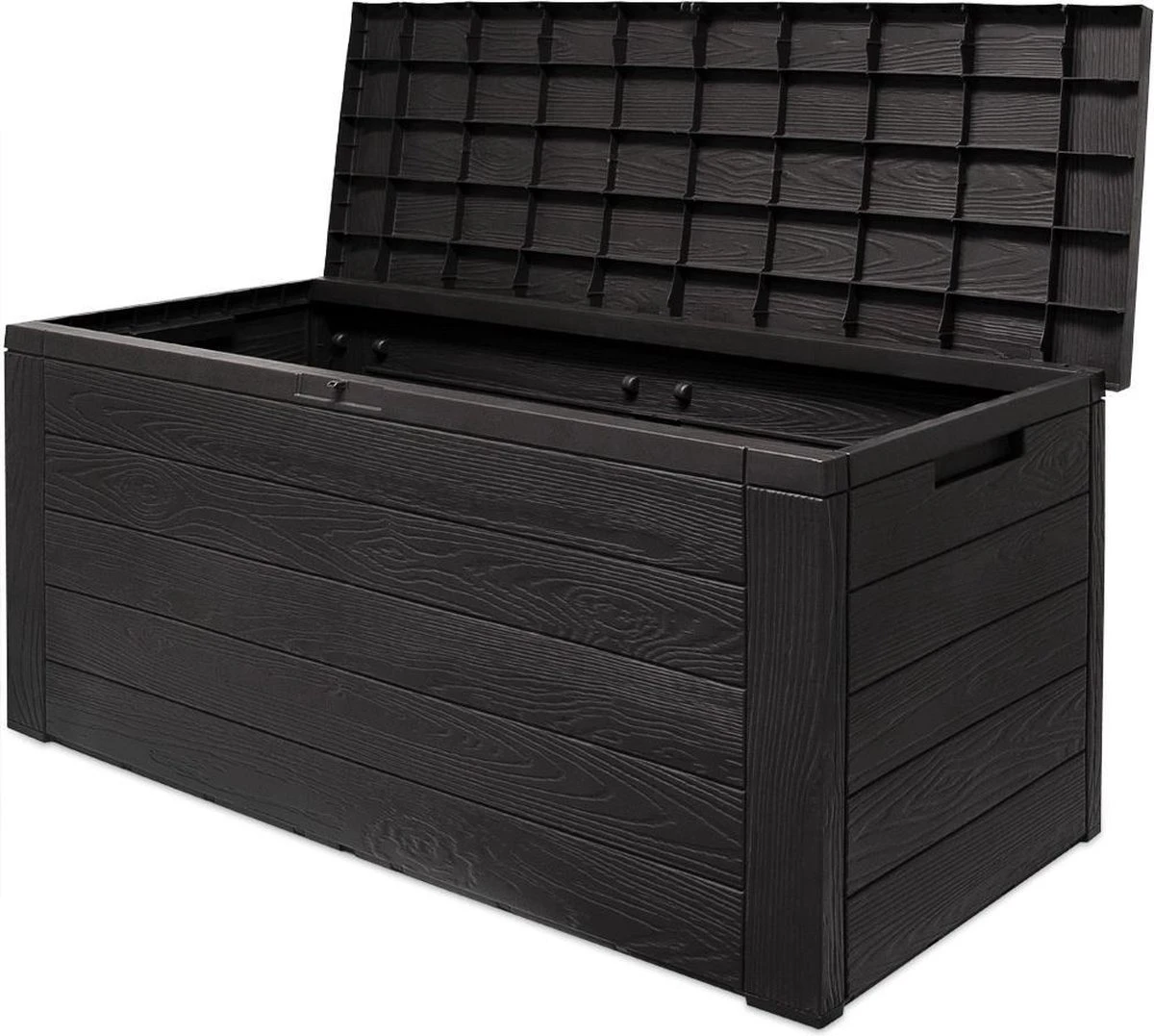 Merkloos Woody Tuin Opbergbox - 324 Liter 45x120x60 Cm - Tuinkussenbox - Antraciet/bruin - Afbeelding 2