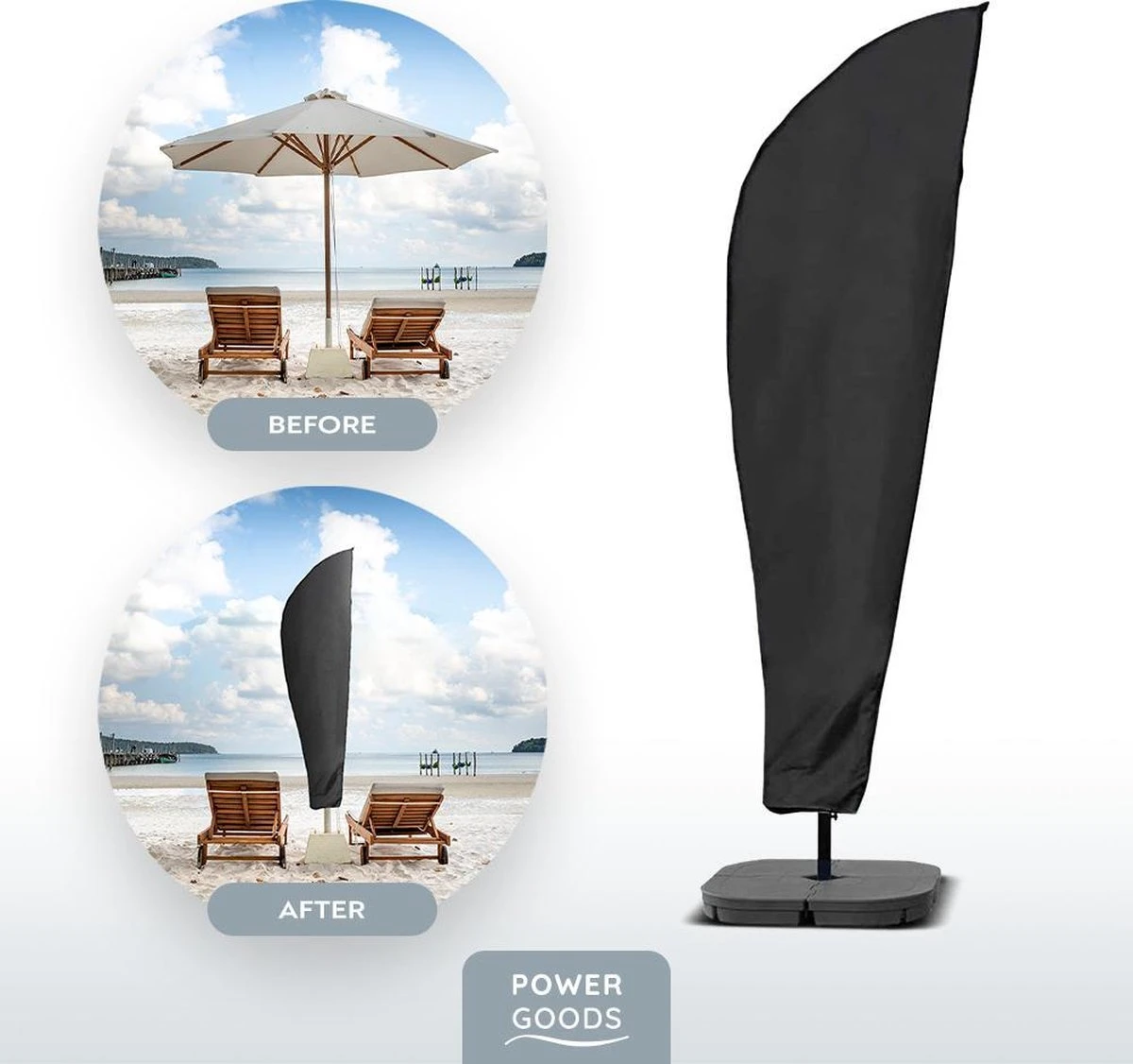 Power Goods Parasolhoes XXL Voor Zweefparasol – Parasolhoes Met Rits En Stok – Parasolhoes Staande Parasol – Tuinmeubelhoezen – Beschermhoes Zweefparasol – Waterproof – Anti-UV – 280 X 81 Cm - Afbeelding 6