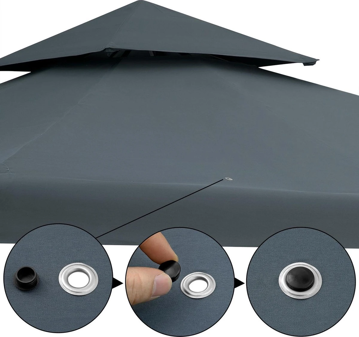 Casaria Paviljoen Lorca 3x3m - UV-bescherming 50+ Metaal - Antraciet - Afbeelding 8