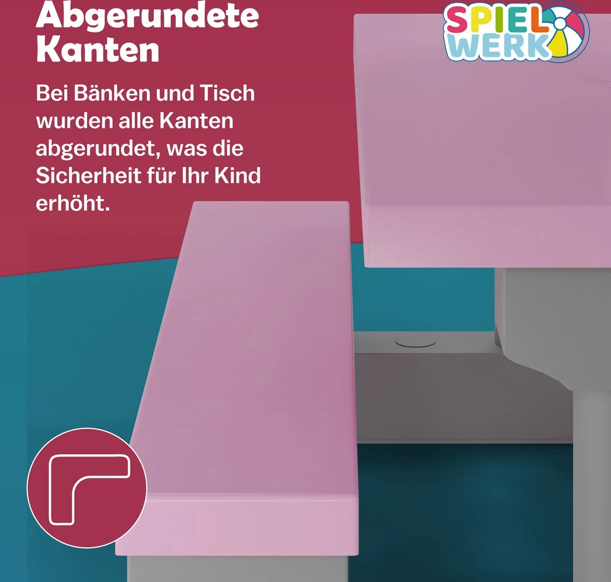 Spielwerk Kinder Tuinset – Incl. Parasol UV-bescherming - Roze Grijs - Afbeelding 4
