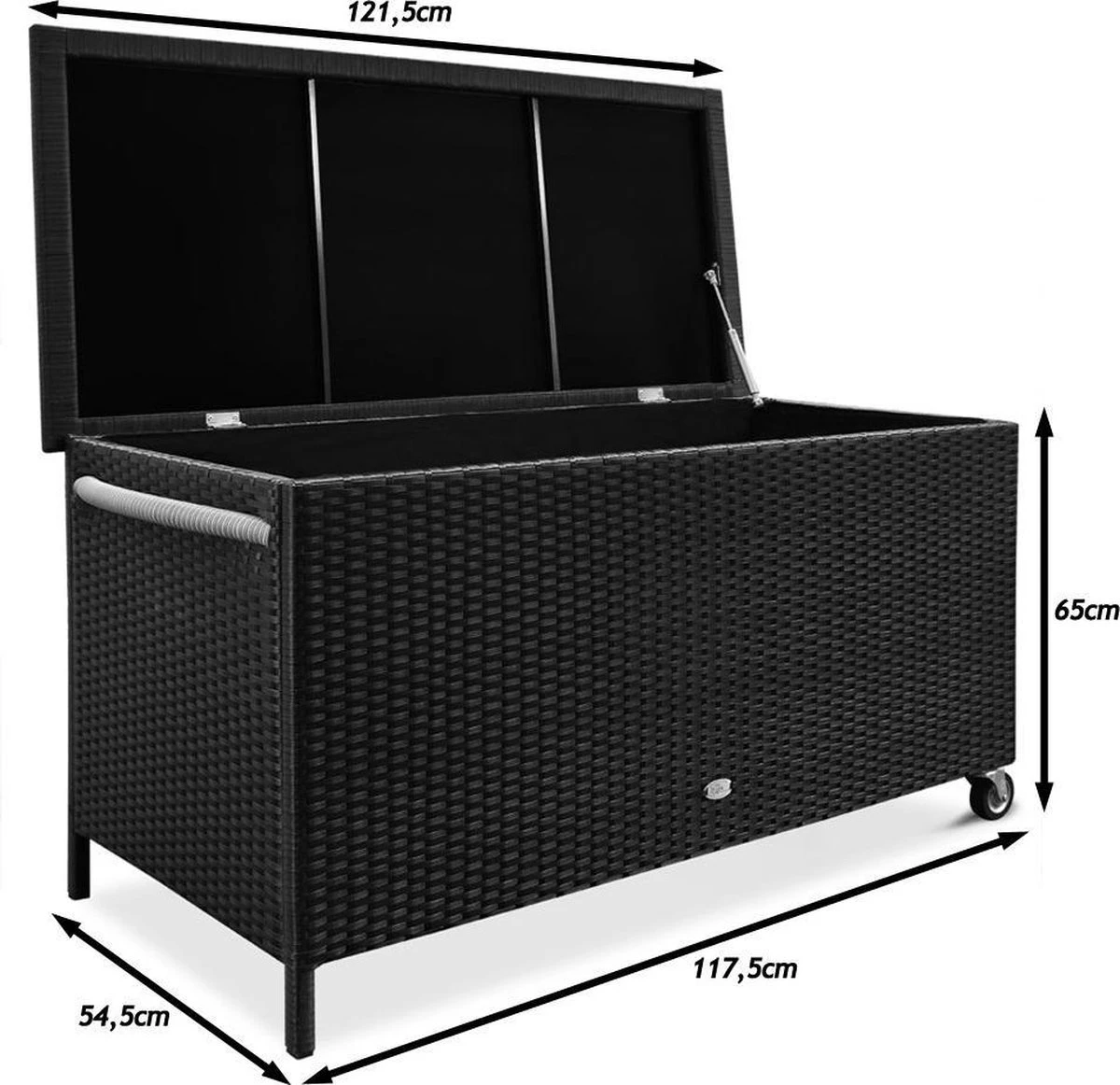 Casaria Wicker Opbergbox - Waterdicht 121,5cm Met Wielen - Grijs - Afbeelding 2