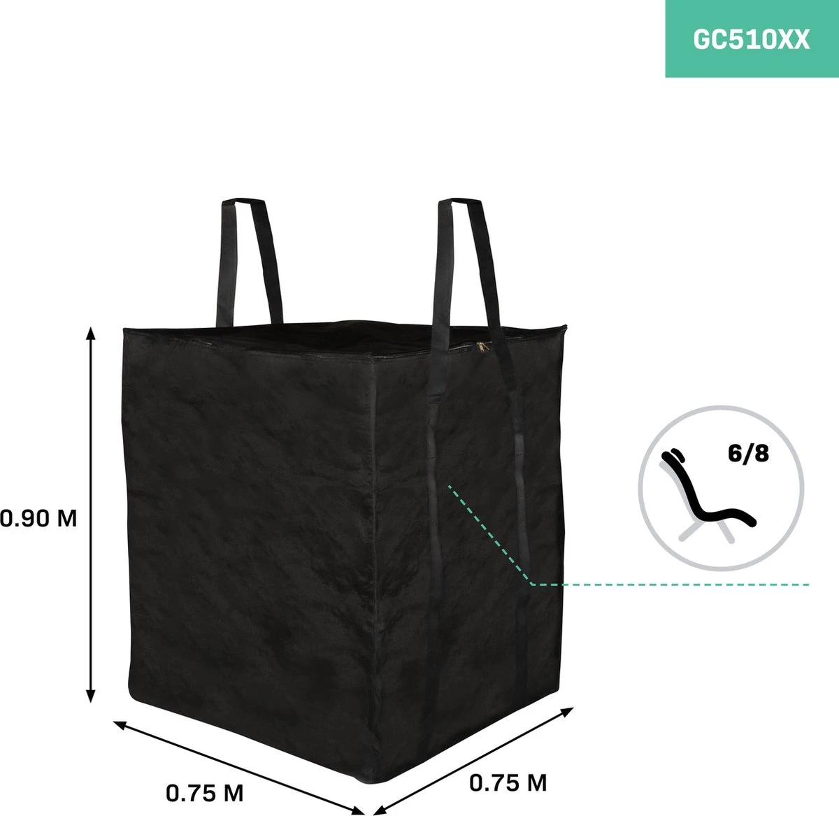 VONROC Premium Opbergtas Voor Lounge/tuinset Kussens – 75x75x90cm – Voor 6 Tot 8 Kussens - Afbeelding 3