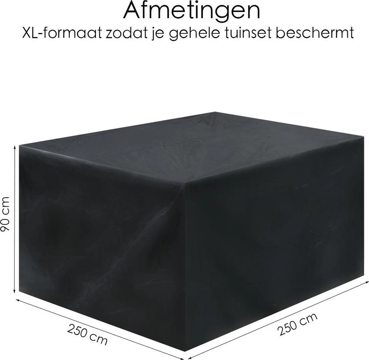 Merkloos Beschermhoes Voor Tuinmeubelen - 250x250x90cm - Zwart - Afbeelding 2