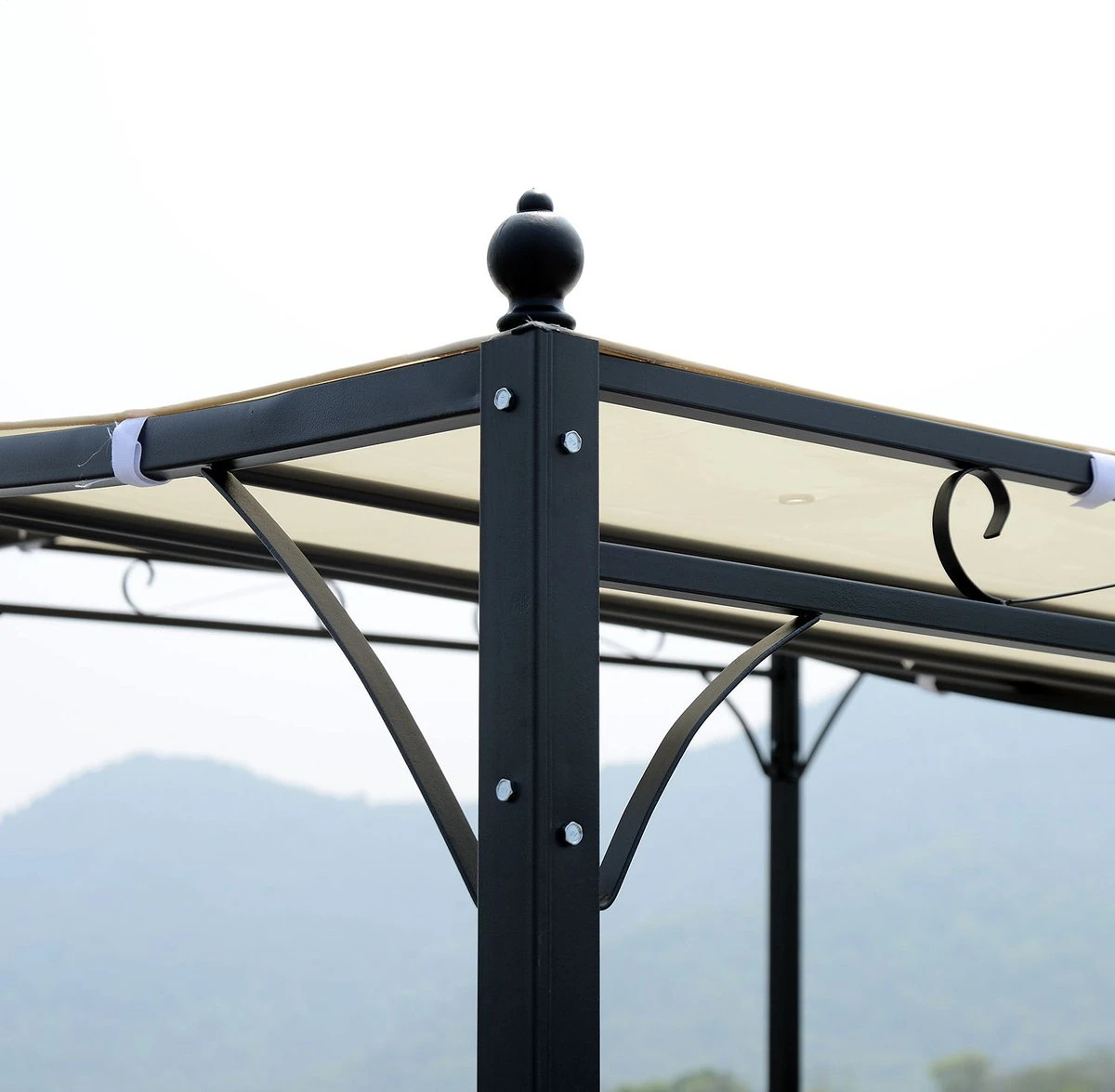 Outsunny Pergola Partytent Paviljoen Overkapping Tent Metaal Crème 297x297 Cm 84C-038 - Afbeelding 5