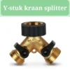 Y Stuk Kraan - Kraan Splitter - Waterverdeler - Buitenkraan - Waterverdeler 2 Weg – Messing - Afzonderlijk Af Te Sluiten