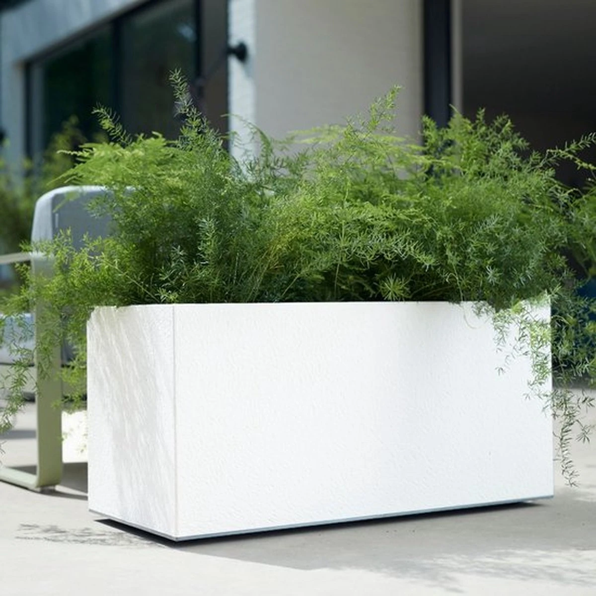 Elho Vivo Matt Finish Lang Wielen 90 - Grote Staande Plantenbak Voor Binnen & Buiten - Gemaakt Van Gereycled Plastic - L 39 X W 88 X H 41 Cm - Wit - Afbeelding 7