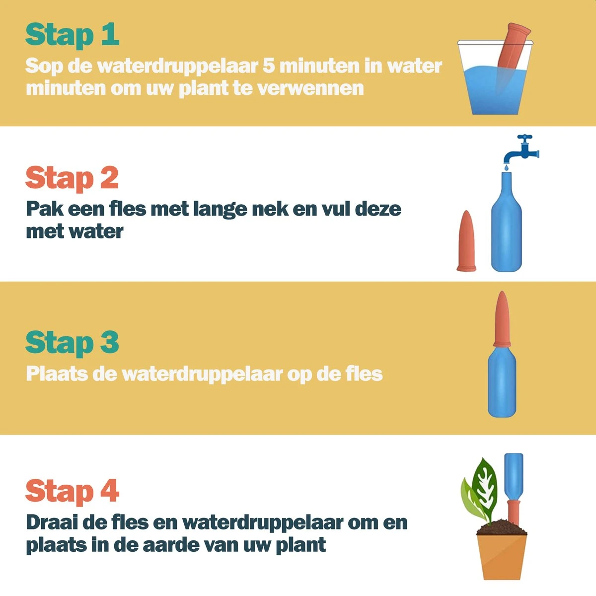 Bloomin Waterdruppelaar Van Terracotta - Waterdruppelaar Voor Planten - Druppelsysteem - Irrigatiesysteem - Watergeefsysteem - Bewateringssysteem - 8 Stuks - Afbeelding 2