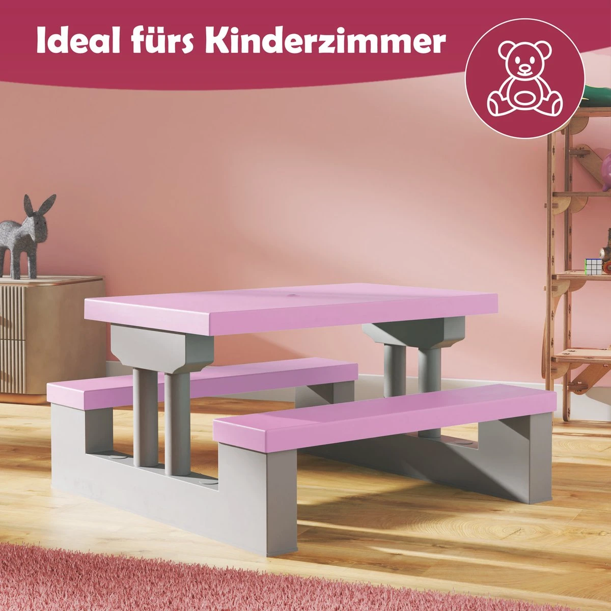 Spielwerk Kinder Tuinset – Incl. Parasol UV-bescherming - Roze Grijs - Afbeelding 5