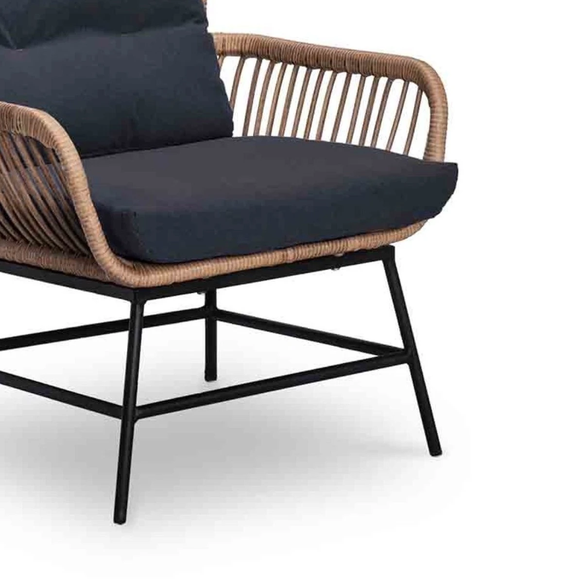 BUITEN Living Dex Wicker Loungestoel Tuin | Wicker + Aluminium | Bamboe Antraciet - Afbeelding 7