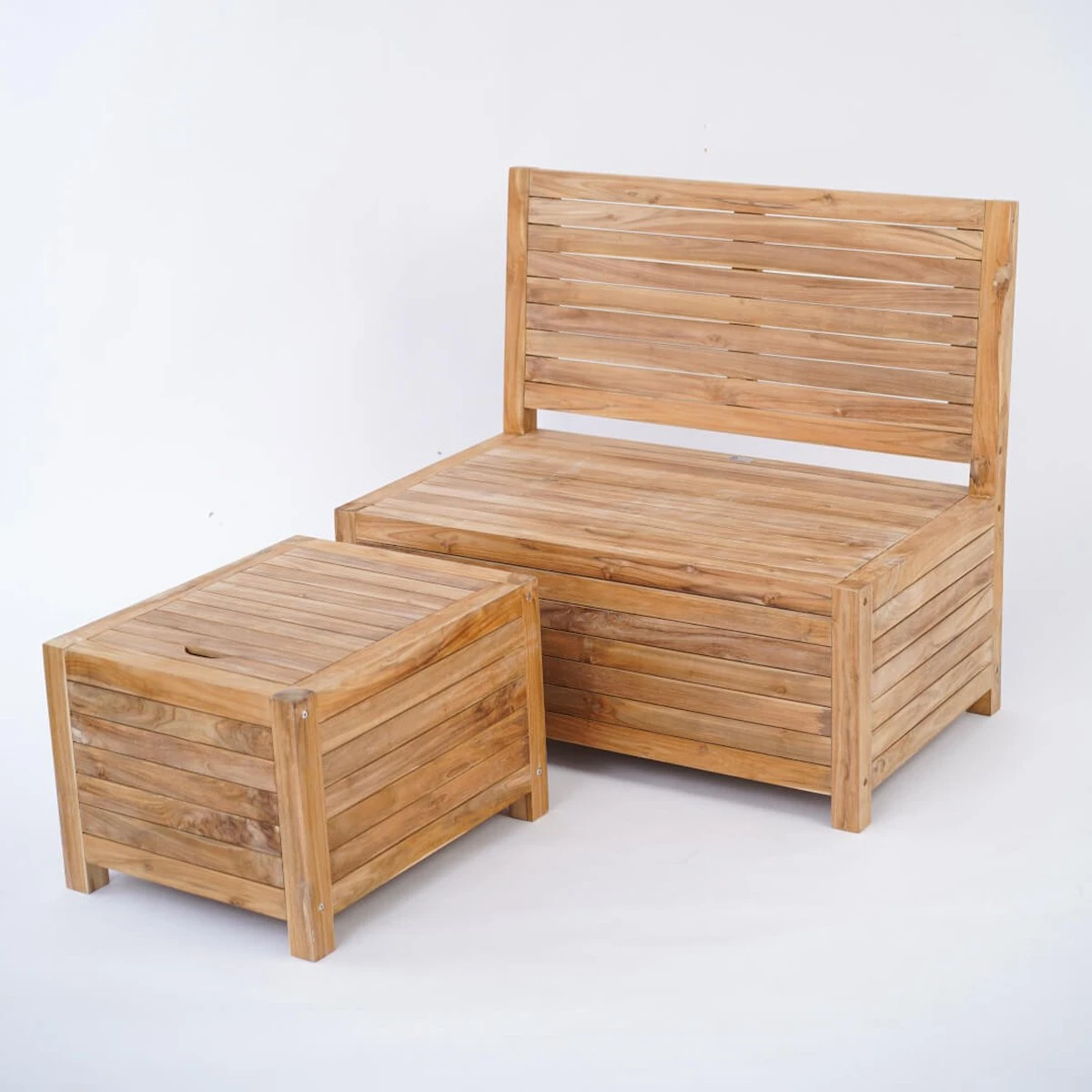 Kleine Teakhouten Tuinbank Met Opbergruimte - 100 X 60 X 90 Cm - Duurzaam Teakhout - Blijft Strak En Mooi - Sterke Constructie Om Lang Mee Te Gaan - Afbeelding 15