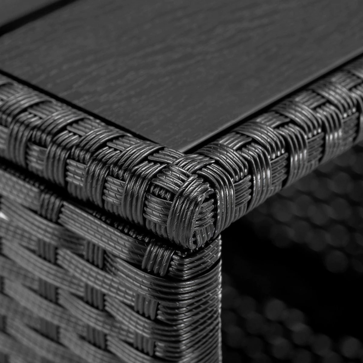 Casaria Polyrattan Bijzettafel - WPC Tafelblad 45x45x40cm – Zwart - Afbeelding 4