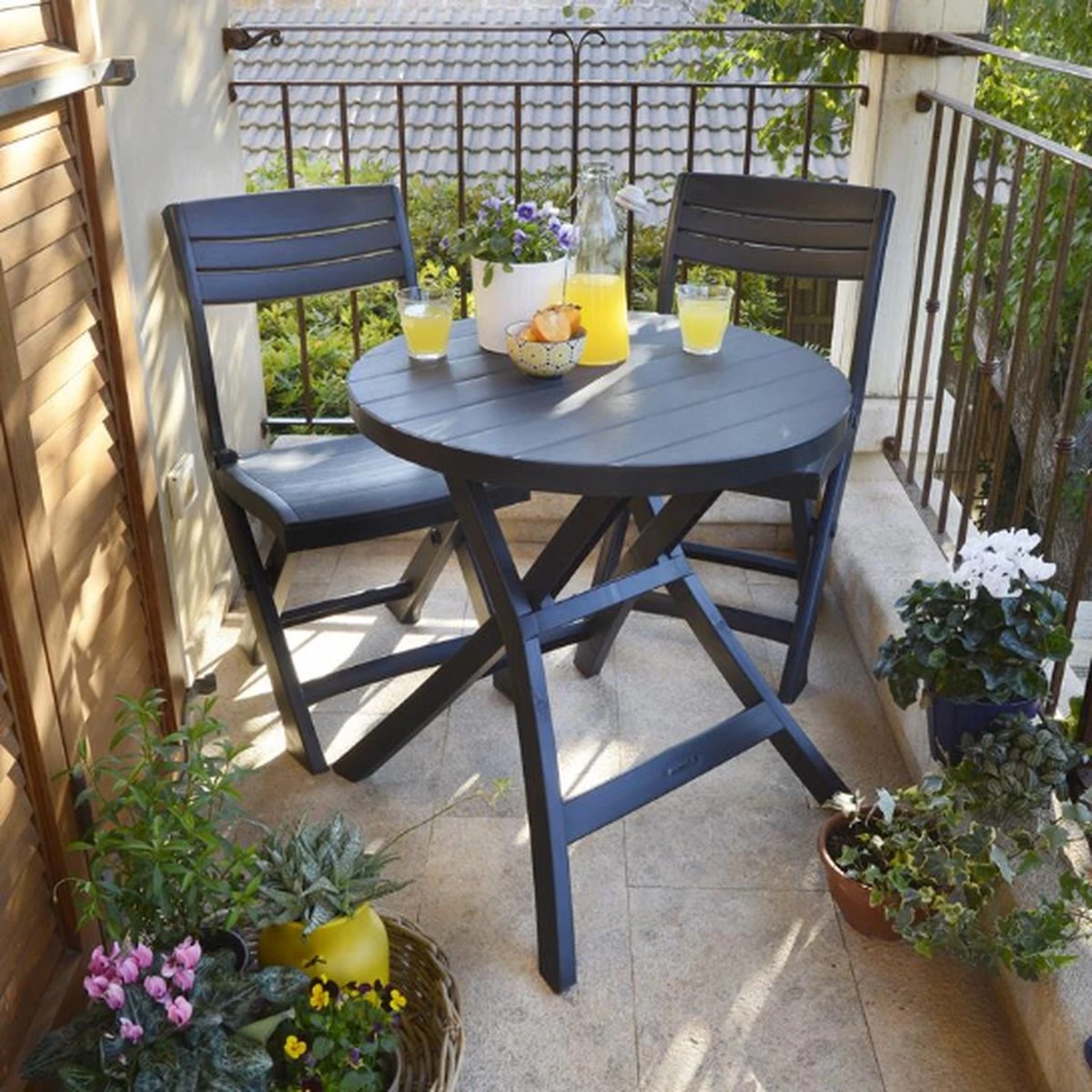 Allibert - Tuintafel - Oregon - Ø 70 Cm - Kunststof - Opklapbaar - Afbeelding 2