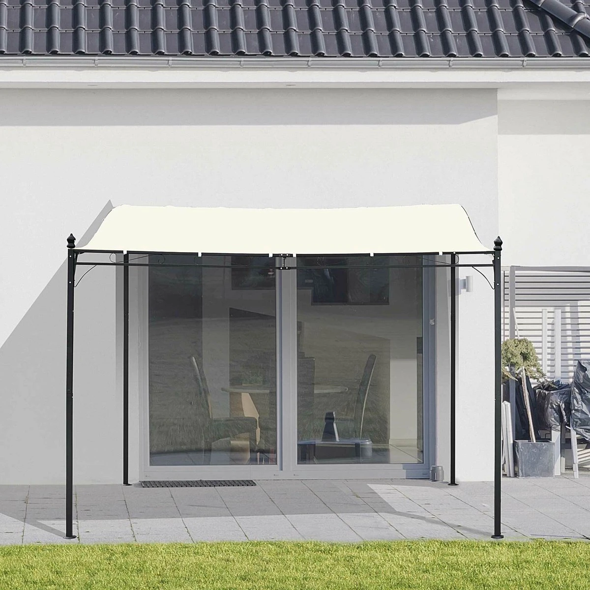 Outsunny Pergola Partytent Paviljoen Overkapping Tent Metaal Crème 297x297 Cm 84C-038 - Afbeelding 9