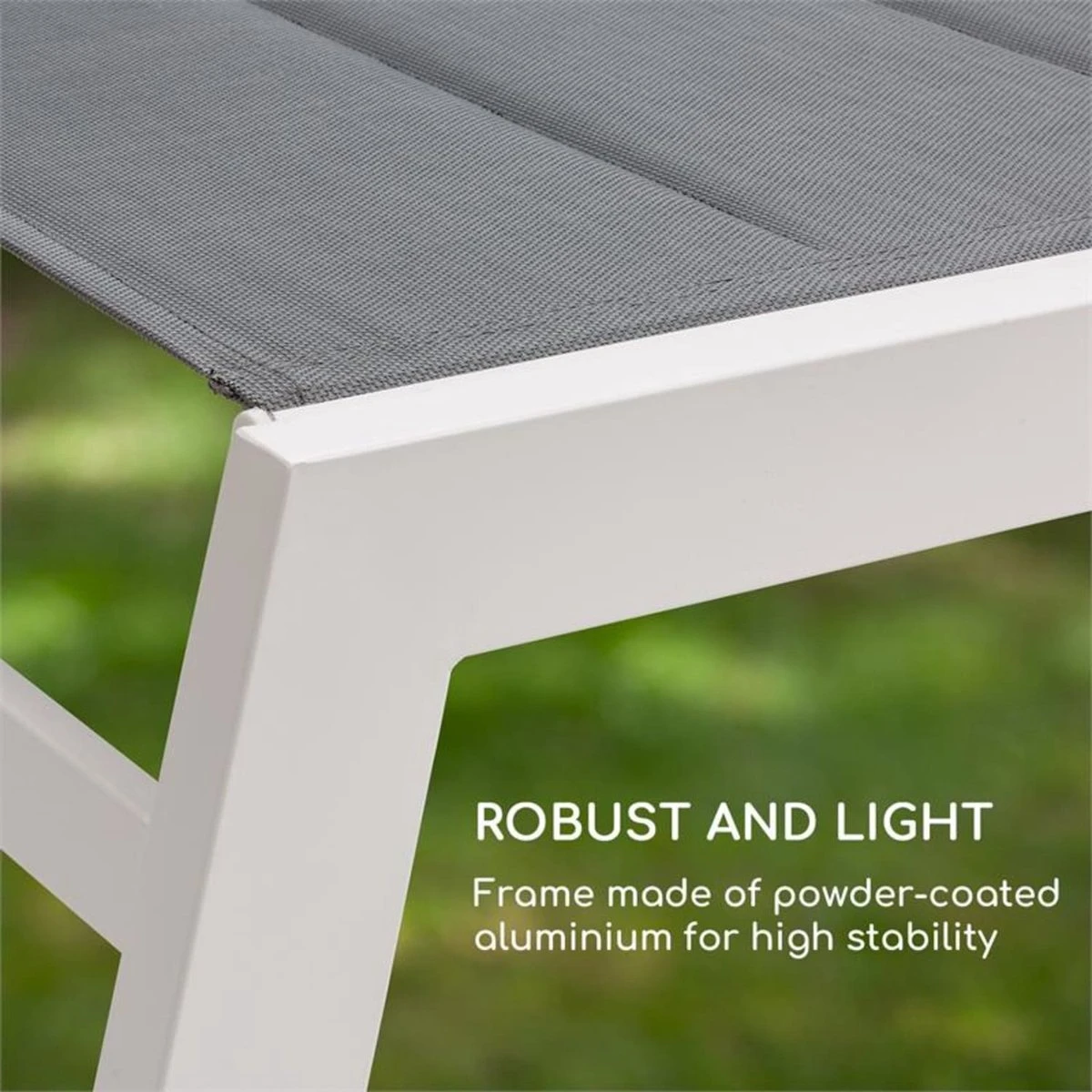 Blumfeldt Renazzo Lounge Ligstoel - Ligbed Voor De Tuin - Aluminium Tuinstoel - 6 Standen - Waterafstotend - Bekleding Van 70 % Pvc En 30 % Polyetheen - Grijs - Afbeelding 8