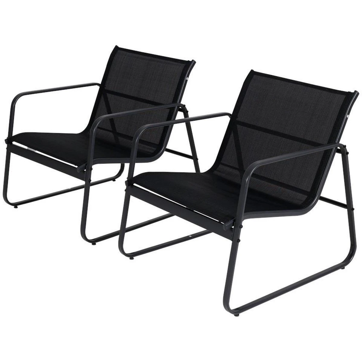 Tuin Meubelen Loungeset - 4 Persoons - Tuinset - Comfort - Zwart - Tafel Glazen Blad - Stoelen - Sofa - Bank - 4-delig - Afbeelding 5