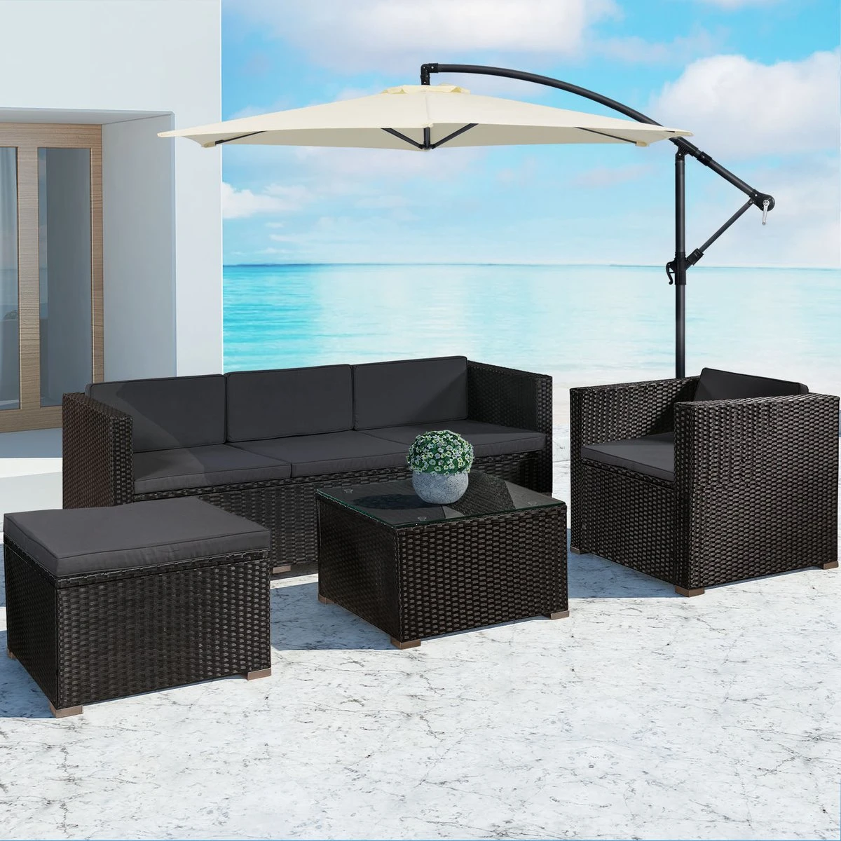 Polyrotan Loungeset Punta Cana L - Zwart - Afbeelding 6