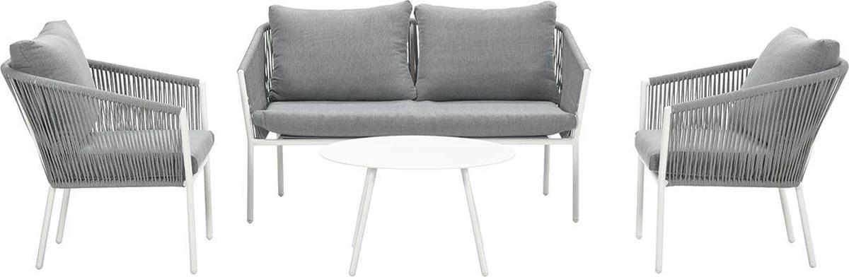 Garden Impressions Fleurie Loungeset 4-delig - Rope - Mat Wit/ Licht Grijs