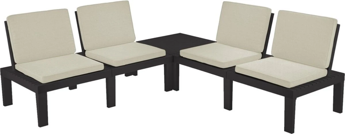 Pro Garden Tuinset Molok 5-delig Grijs Met Grijze Kussens, Voor 4 Personen. - Afbeelding 3