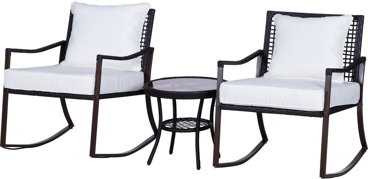 Outsunny Tuinset 7-delig Schommelstoel Set Zitgroep Met Kussens Rotan Bruin 863-030 - Afbeelding 11