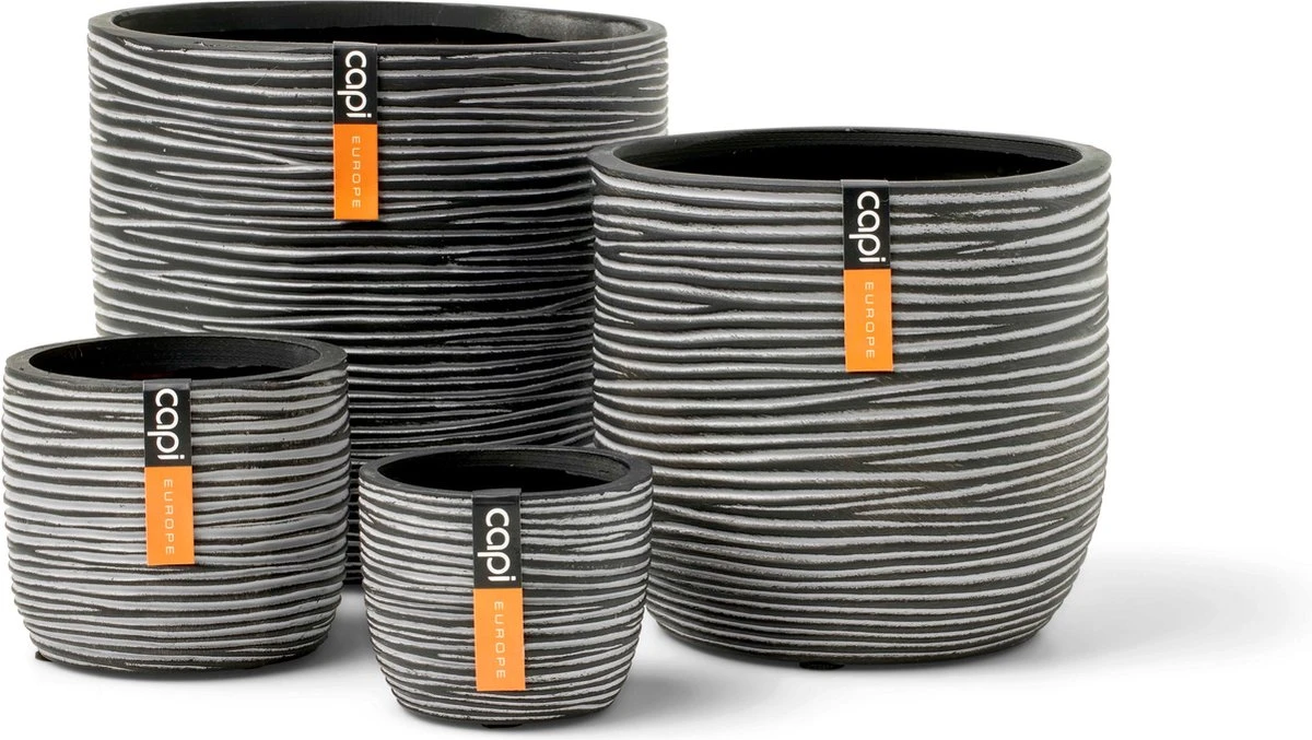 Capi Europe - Set Van 4 - Bloempot Binnen - Rib Antraciet
