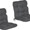 Beautissu Flair NL – Set Van 2 Tuinkussen Lage Rug Antraciet – 100x50 Cm – Zitkussen Matraskussen Voor Tuin Meubelen