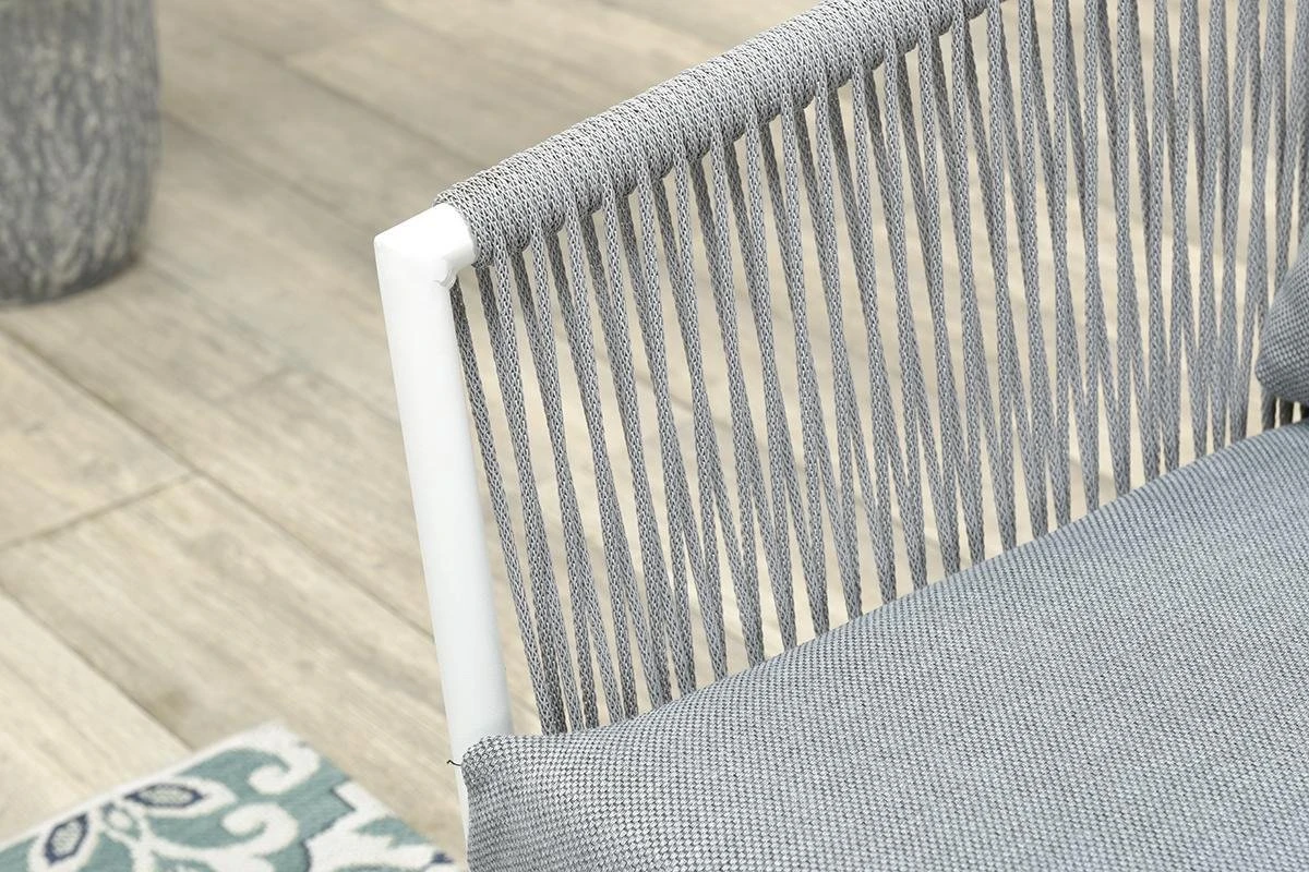 Garden Impressions Fleurie Loungeset 4-delig - Rope - Mat Wit/ Licht Grijs - Afbeelding 4