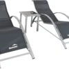 MaxxGarden Ligbed Set - 2 Stuks Zwart - Met Tafel - Sun Loungers - Loungebed