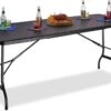 MaxxGarden Vouwtafel - Zwart - Rotanlook - 180x75x74 Cm