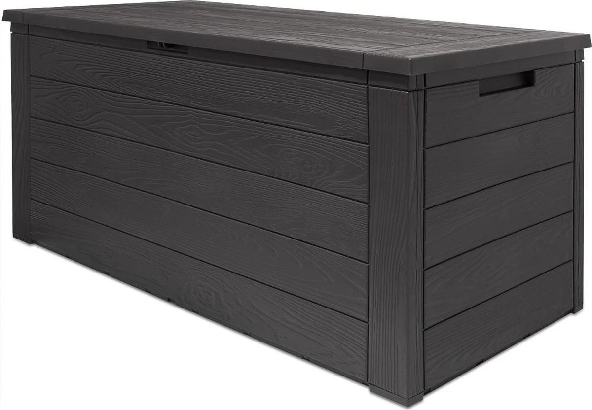 Merkloos Woody Tuin Opbergbox - 324 Liter 45x120x60 Cm - Tuinkussenbox - Antraciet/bruin