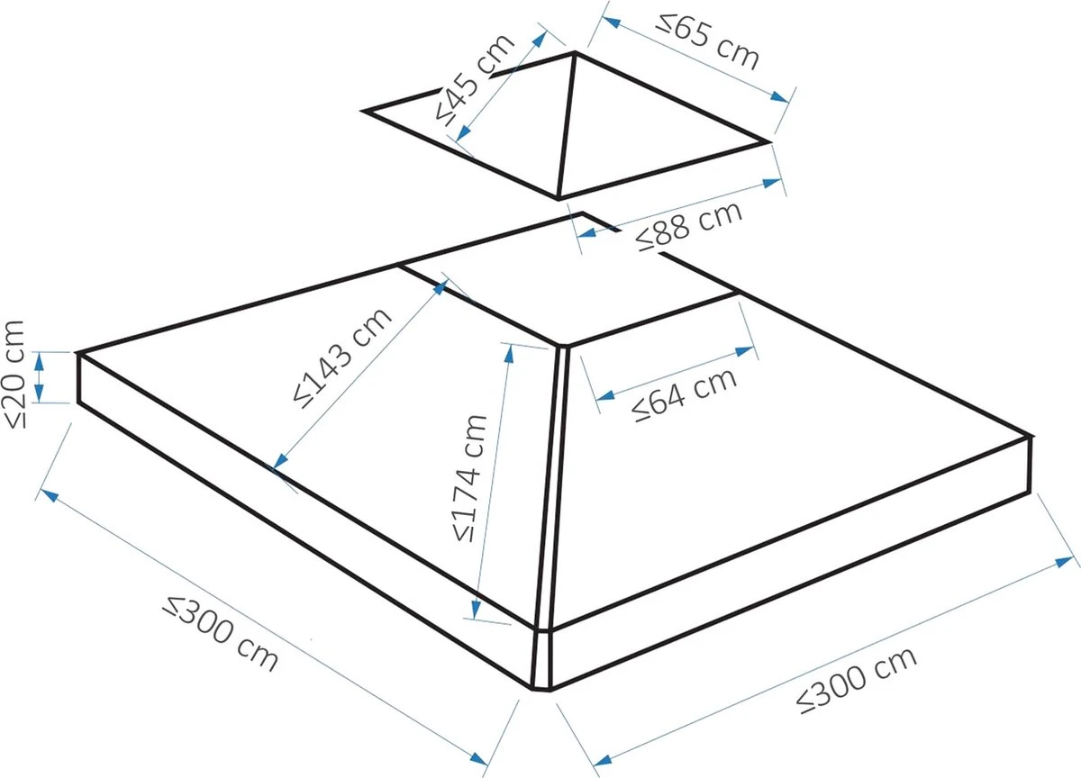 Outsunny Vervangend Dak Voor Metalen Tuinpaviljoen Paviljoen Partytent Tuintent 3x3 84C-041 - Afbeelding 7