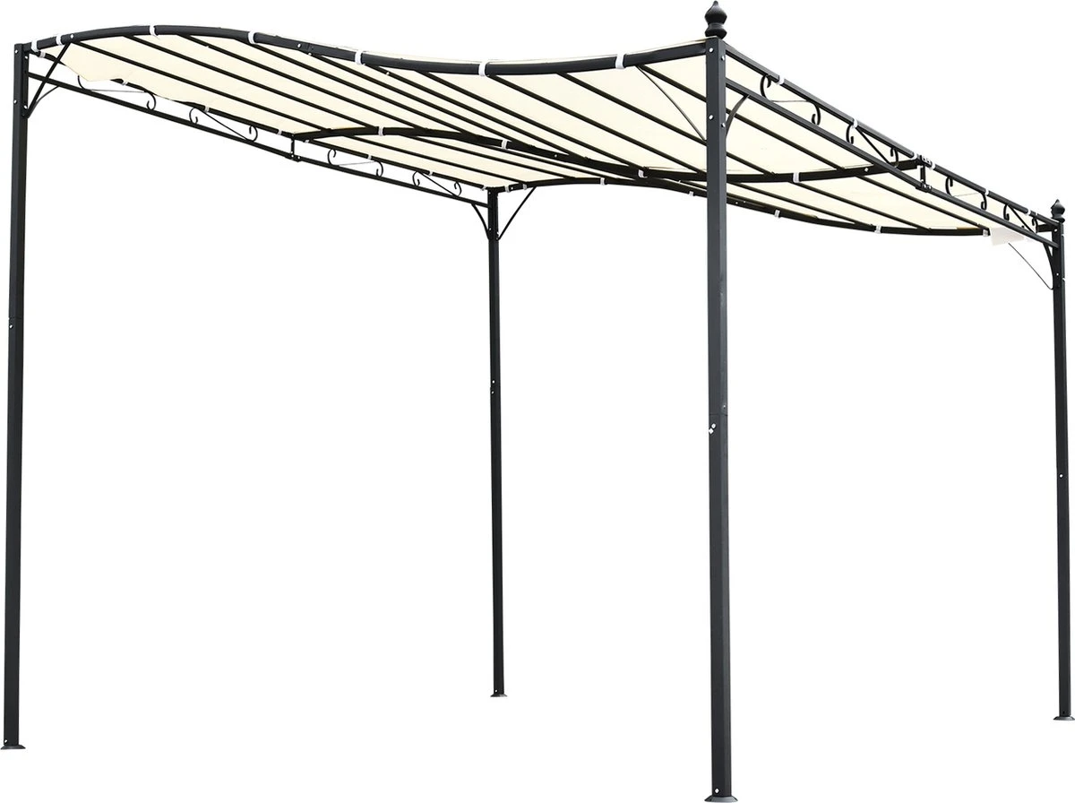 Outsunny Pergola Partytent Paviljoen Overkapping Tent Metaal Crème 297x297 Cm 84C-038 - Afbeelding 3