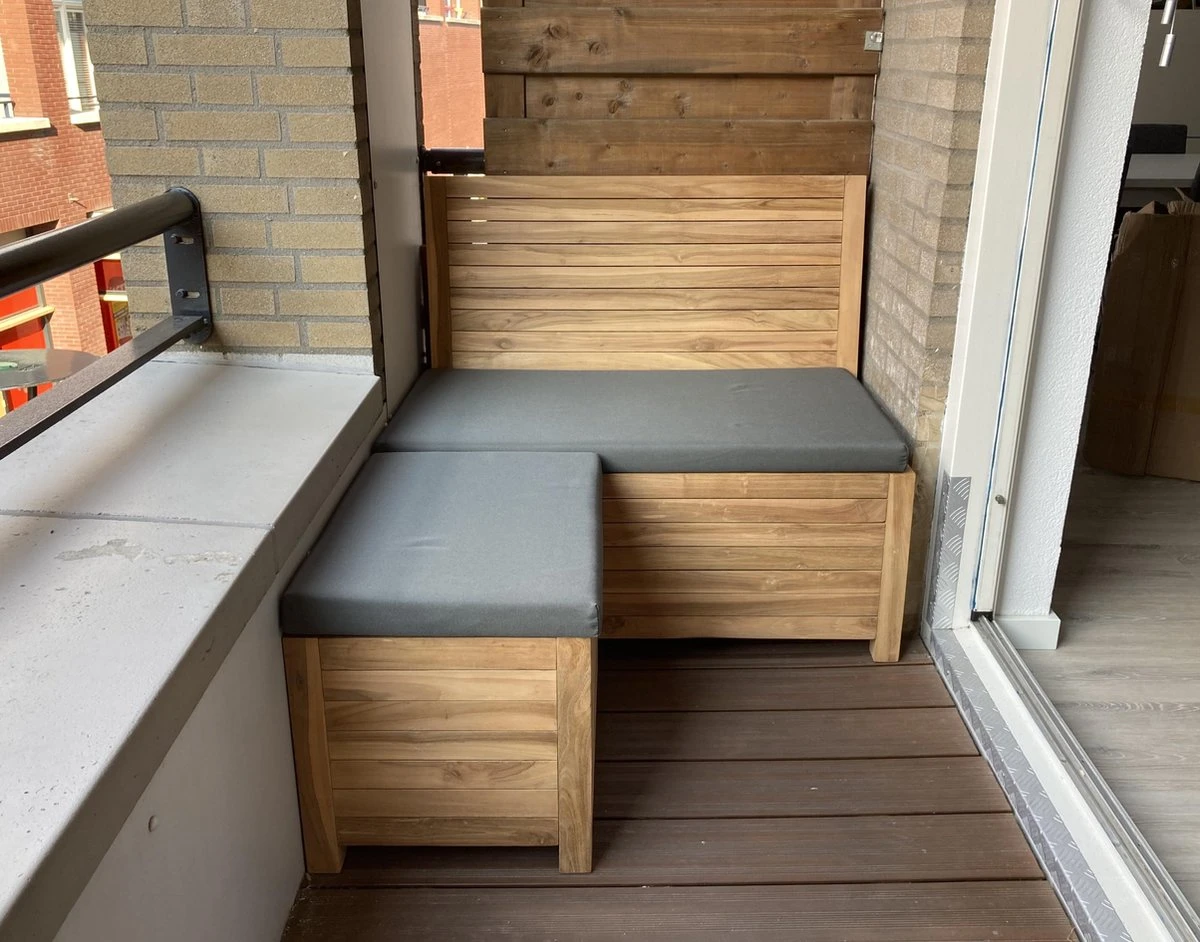 Kleine Teakhouten Tuinbank Met Opbergruimte - 100 X 60 X 90 Cm - Duurzaam Teakhout - Blijft Strak En Mooi - Sterke Constructie Om Lang Mee Te Gaan - Afbeelding 7