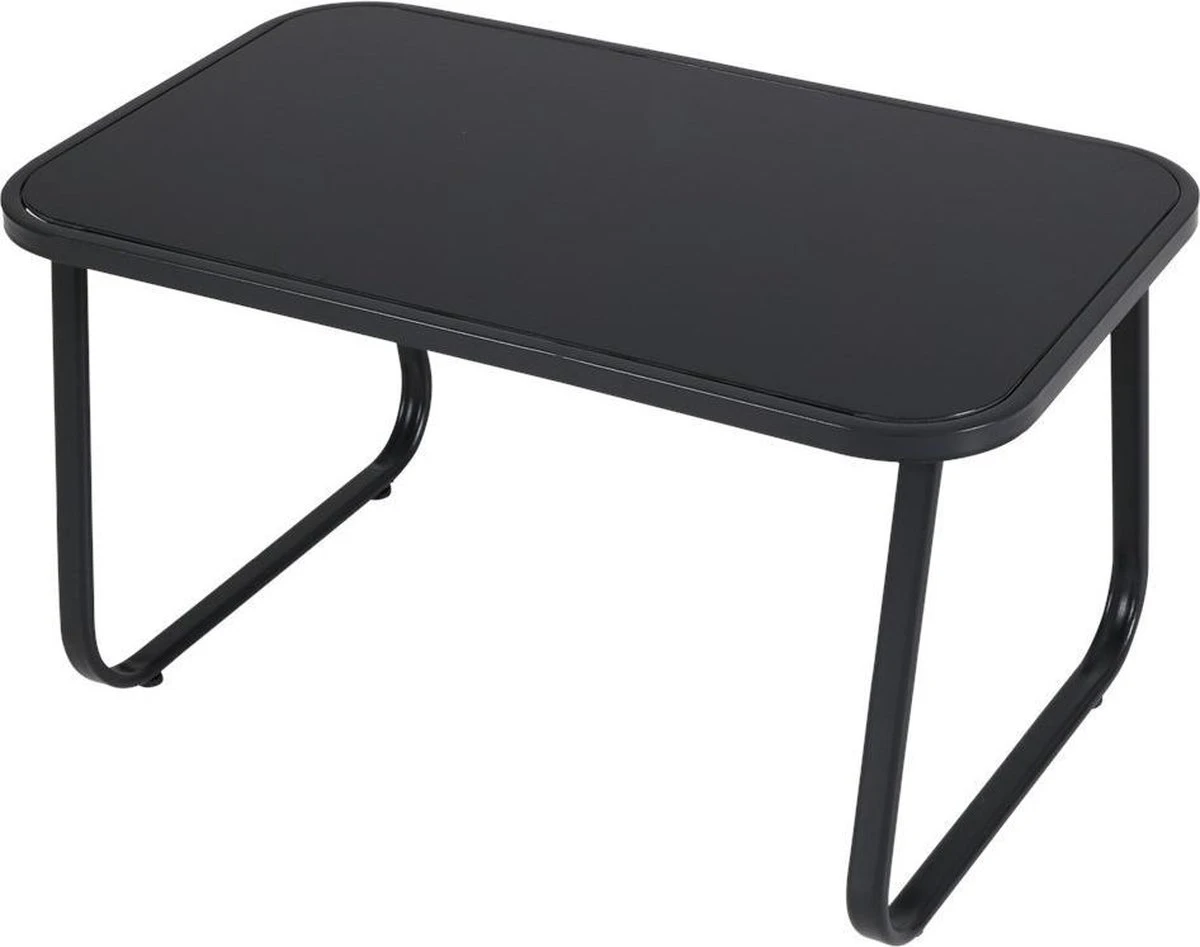 Tuin Meubelen Loungeset - 4 Persoons - Tuinset - Comfort - Zwart - Tafel Glazen Blad - Stoelen - Sofa - Bank - 4-delig - Afbeelding 3