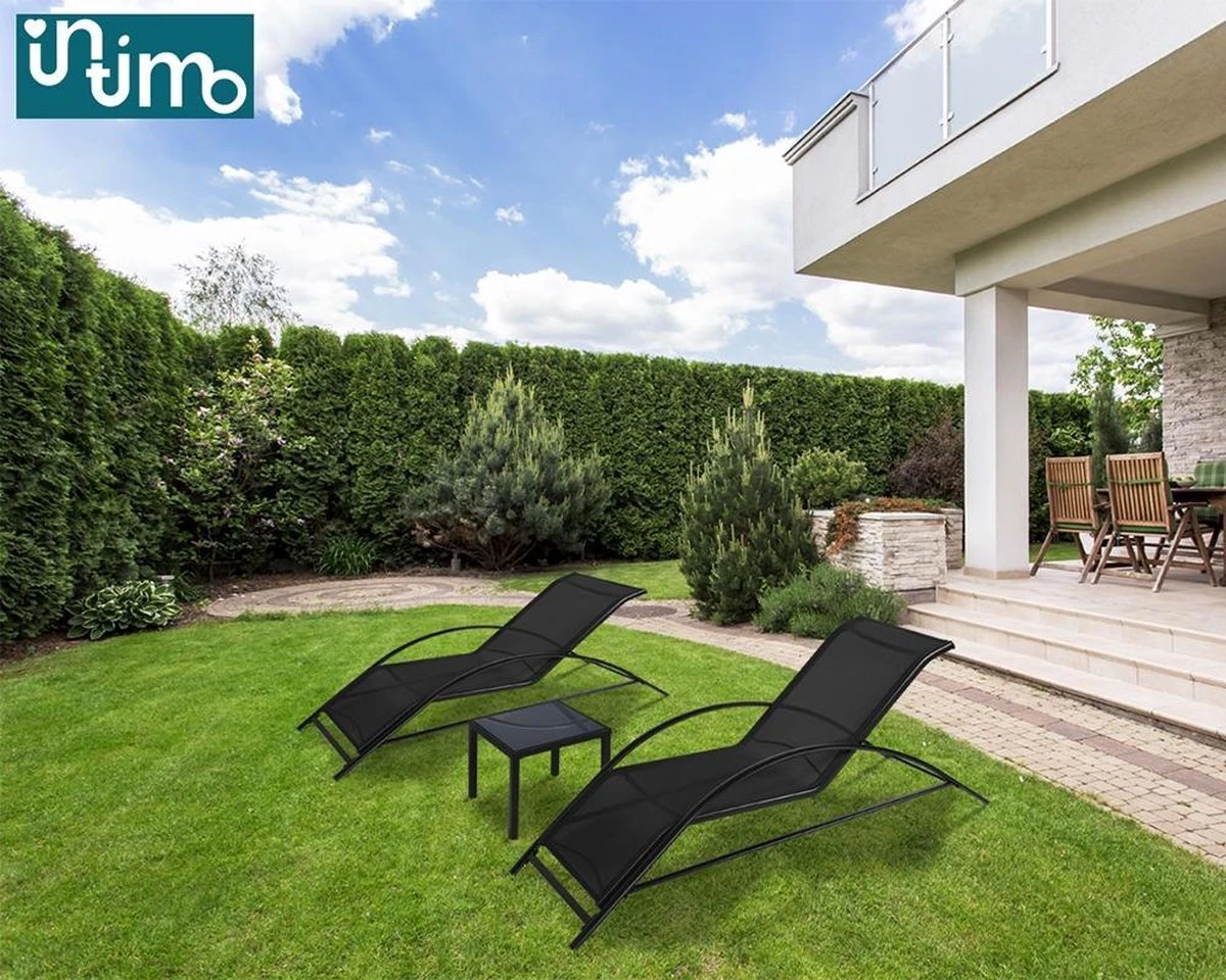 Intimo Ligbeddenset + Tafel - Zwart - 163x60x65/45x45x40 - Afbeelding 6