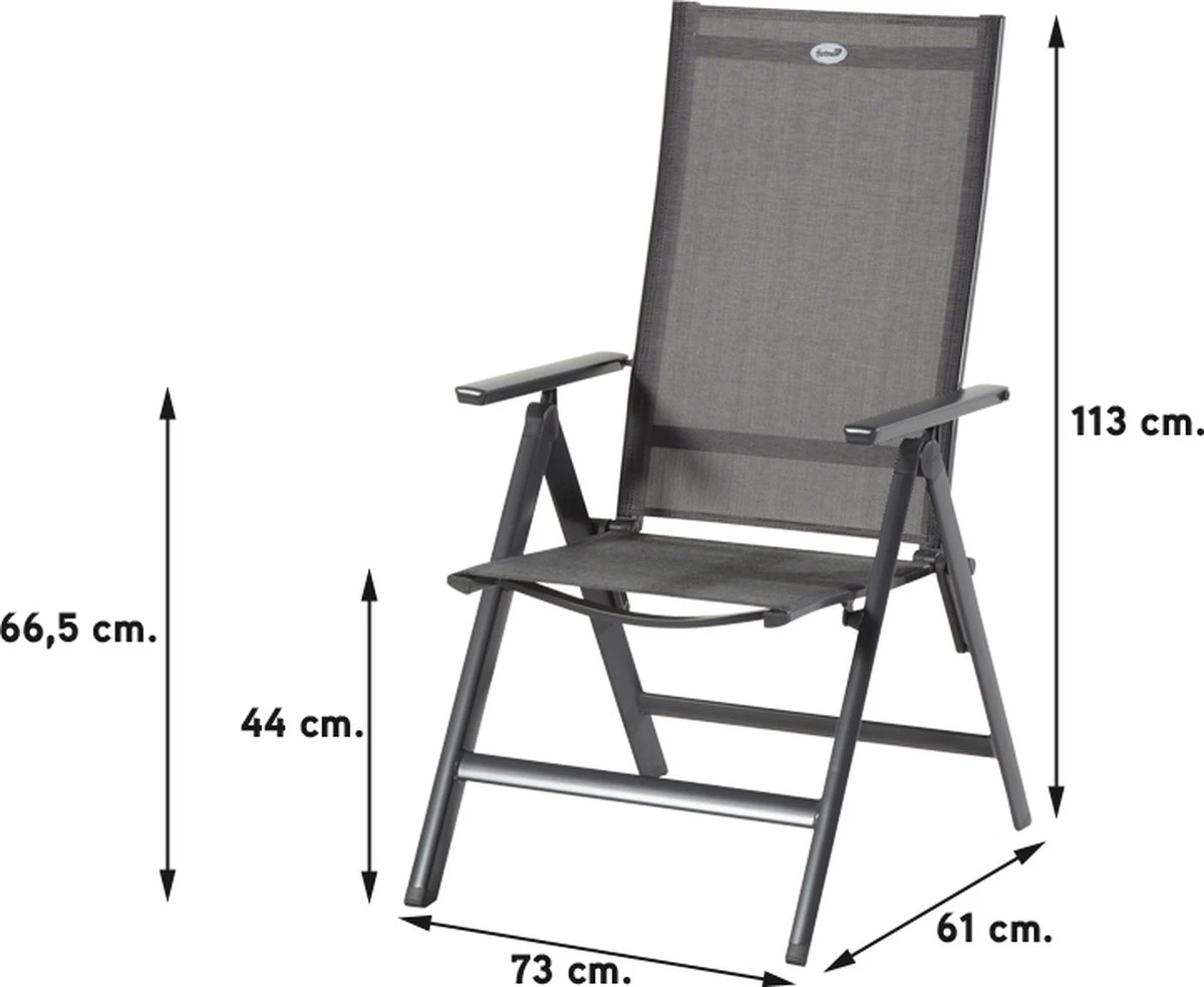 Hartman Aruba Aluminium Tuinstoel - Antraciet Verstelbaar - Afbeelding 8