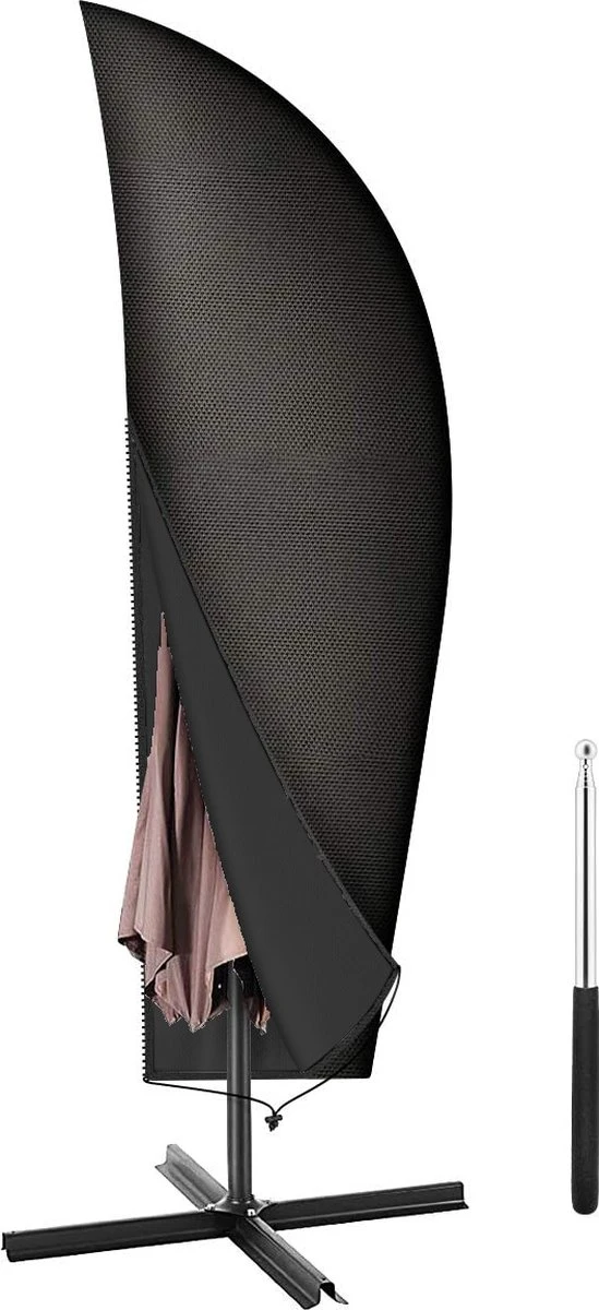 Volcan Parasolhoes Voor Zweefparasol - Tot 300cm - Waterdicht - Oxford 420D - Met Rits, Trekkoord En Stok - Zwart