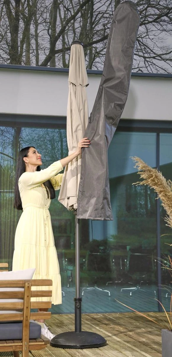 Weersbestendige Parasolhoes - Rond & Vierkant - Max. 3 X 3 M - Grijs / Antraciet - Stokparasol - Afbeelding 6