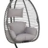 Pro Garden Lowander Hangstoel Egg 191x126x126- Schommelstoel Met Rattan Cocoon En Robuust Stalen Standaard Incl. Kussens - Volledig Inklapbaar - Lichtgrijs