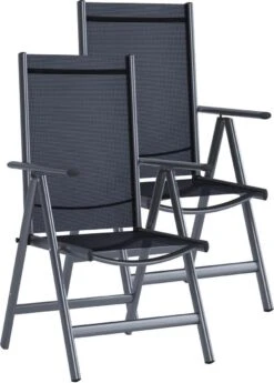 Tuinstoel Standenstoel Aluminium Antraciet 7 Standen Per 2 Stuks