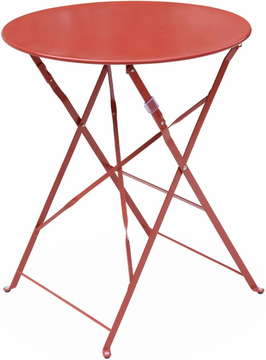 Emilia - Ronde Inklapbare Bistrotafel Ø60cm Van Gepoedercoat Staal – Terra Cotta - Afbeelding 6