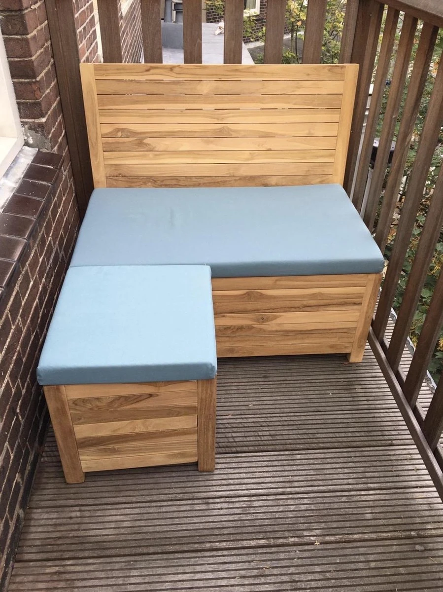 Kleine Teakhouten Tuinbank Met Opbergruimte - 100 X 60 X 90 Cm - Duurzaam Teakhout - Blijft Strak En Mooi - Sterke Constructie Om Lang Mee Te Gaan - Afbeelding 9