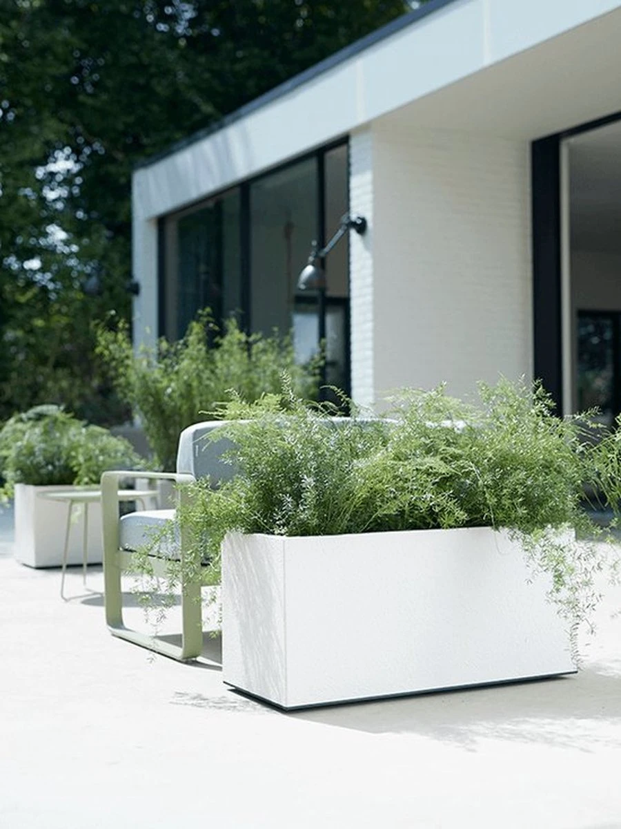 Elho Vivo Matt Finish Lang Wielen 90 - Grote Staande Plantenbak Voor Binnen & Buiten - Gemaakt Van Gereycled Plastic - L 39 X W 88 X H 41 Cm - Wit - Afbeelding 8