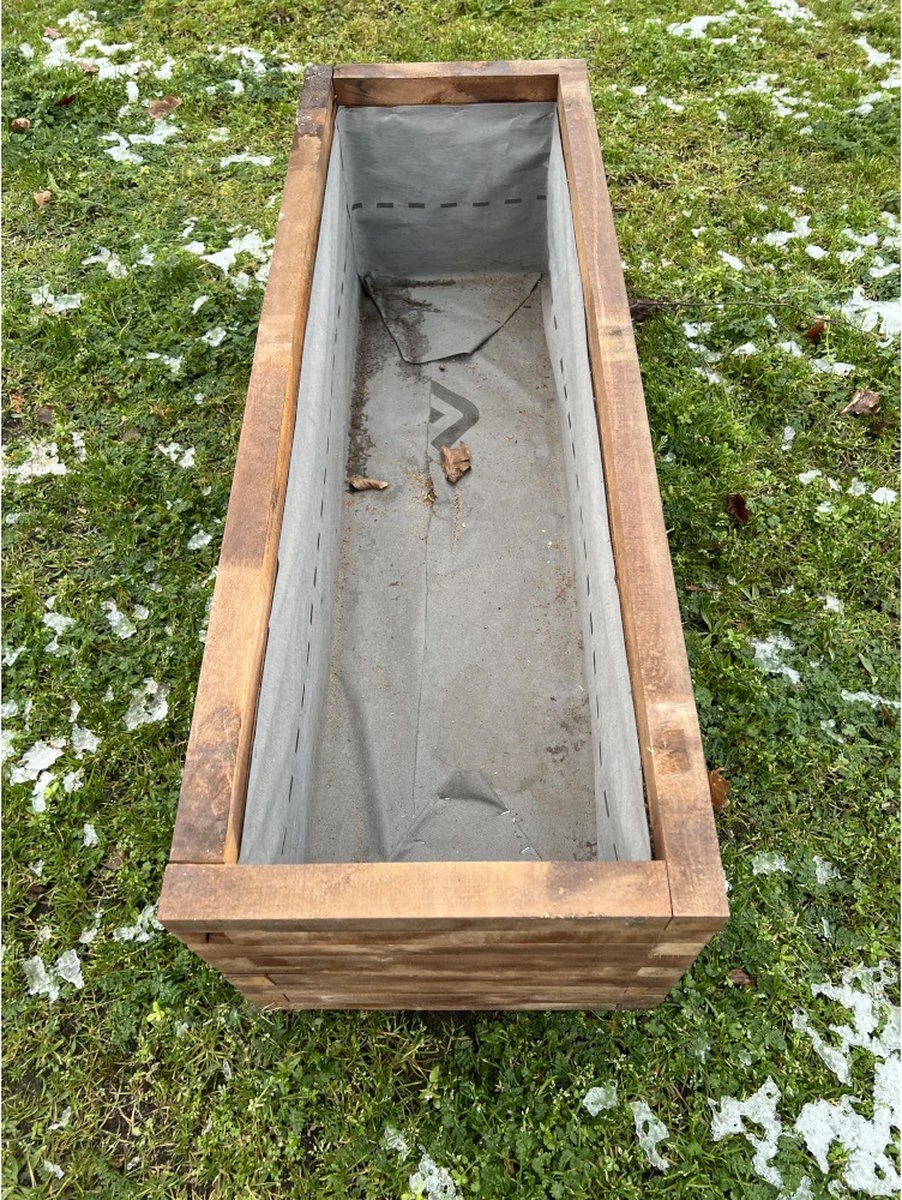 AMISHOUT - Plantenbak Van Balkjes 120x40x40 Cm - Bruin - Afbeelding 3